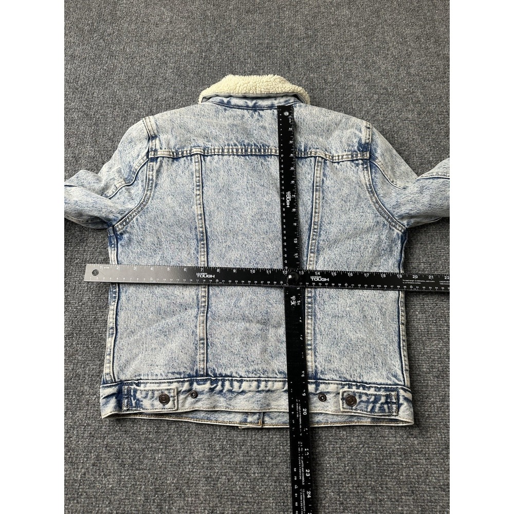 Womens Sherpa Lined Levi's Premium Denim Trucker Jacket Blue, Size S - Picture 8 of 11